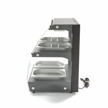 Maxima - Vitrine chauffante pour aliments - 63cm - 2 étagères - Fermée