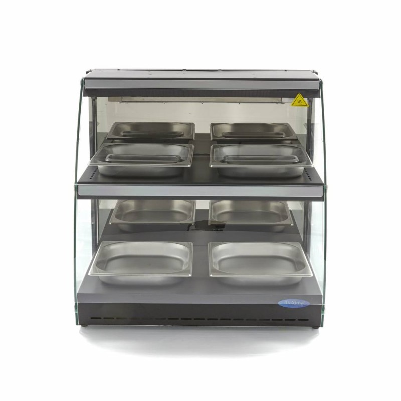 Maxima - Vitrine chauffante pour aliments - 63cm - 2 étagères - Fermée