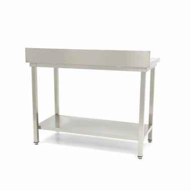 Maxima - Table en acier inoxydable - 100 x 70 cm - Hauteur réglable - avec dosseret