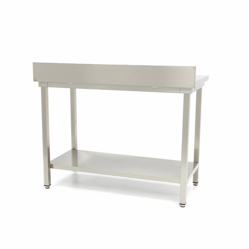 Maxima - Table en acier inoxydable - 100 x 70 cm - Hauteur réglable - avec dosseret