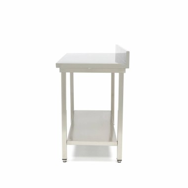 Maxima - Table en acier inoxydable - 100 x 70 cm - Hauteur réglable - avec dosseret