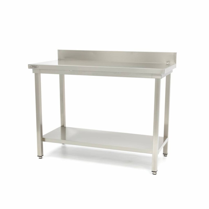 Maxima - Table en acier inoxydable - 100 x 70 cm - Hauteur réglable - avec dosseret
