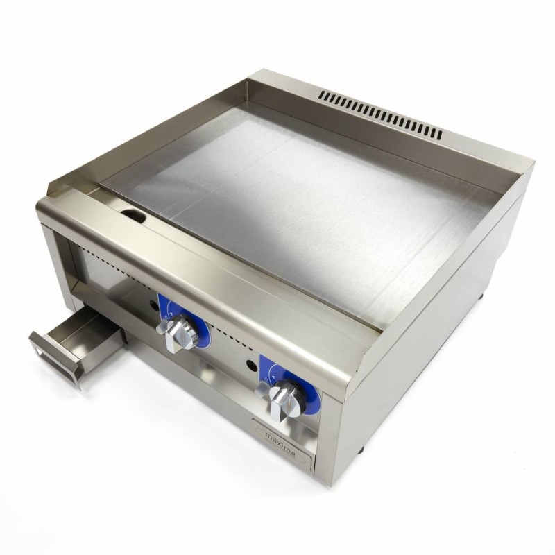 Maxima - Plancha professionnelle - Lisse - Double unité - 60cm de profondeur - Gaz