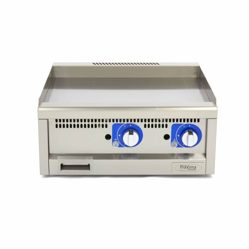 Maxima - Plancha professionnelle - Lisse - Double unité - 60cm de profondeur - Gaz
