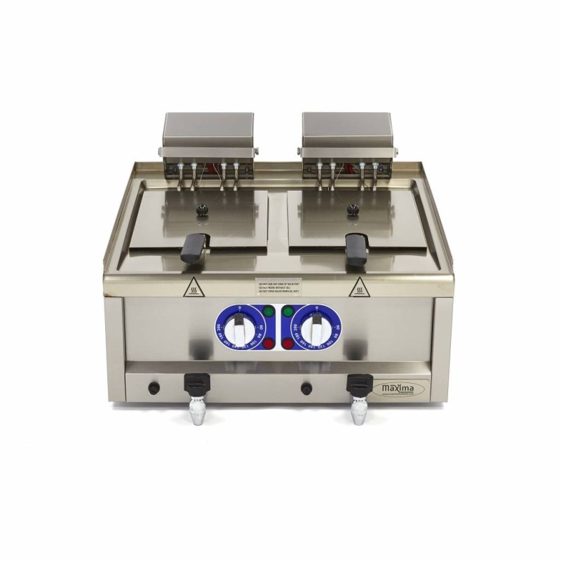 Maxima - Friteuse - 2 x 10L - 2 paniers - avec robinet de vidange - 400V