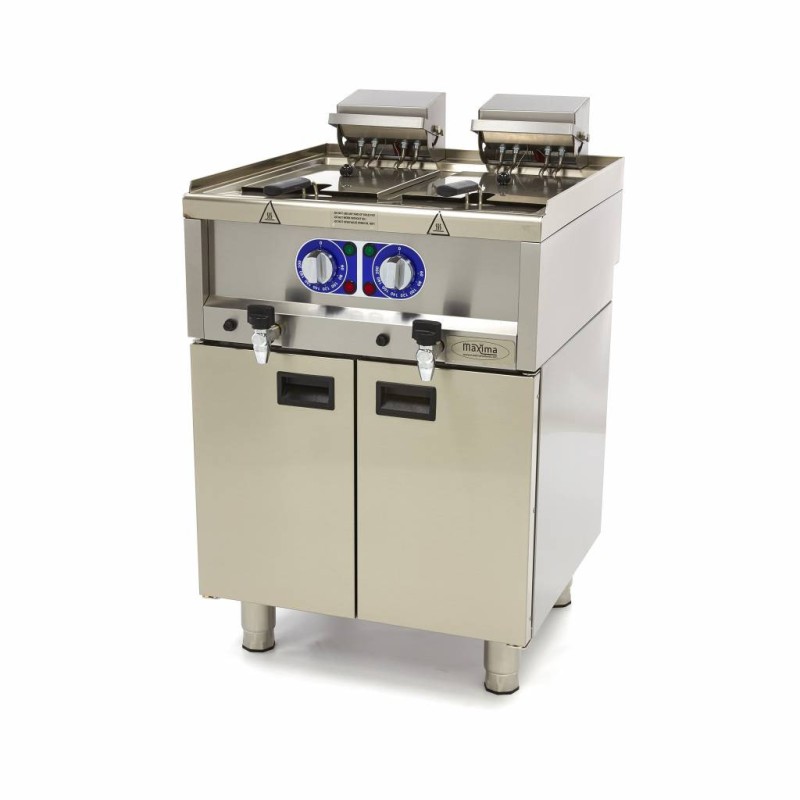Maxima - Friteuse - 2 x 10L - 2 paniers - avec robinet de vidange - 400V