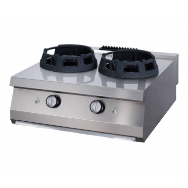 Maxima - Cuisinière Wok Robuste - 2 x Anneaux de Cuisson de 28,5 cm - Gaz