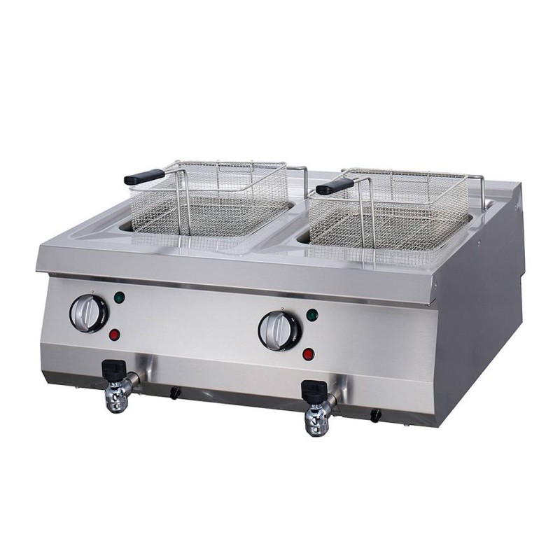 Maxima - Friteuse Professionnelle Robuste - 2 x 12L - Double Unité - Électrique