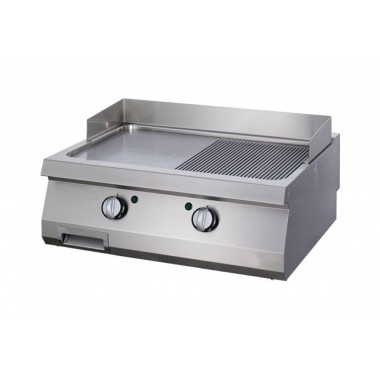 Maxima - Plaque de cuisson robuste - Demi-rainurée en chrome - Double unité - Gaz