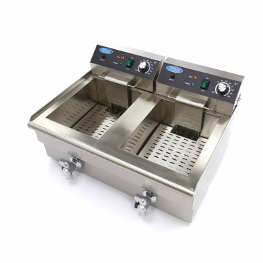 Maxima - Friteuse professionnelle - 2 x 16L - 2 paniers - avec robinet de vidange