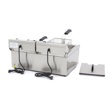 Maxima - Friteuse professionnelle - 2 x 16L - 2 paniers - avec robinet de vidange