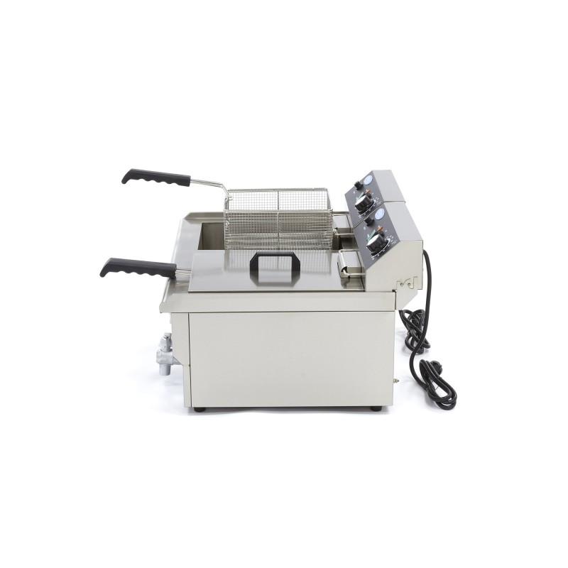 Maxima - Friteuse professionnelle - 2 x 16L - 2 paniers - avec robinet de vidange