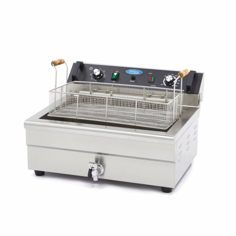 Maxima - Friteuse professionnelle - 20L - 1 panier - avec robinet de vidange