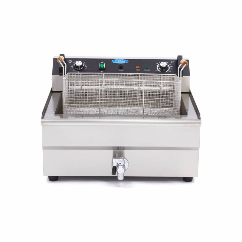 Maxima - Friteuse professionnelle - 30L - 1 panier - avec robinet de vidange