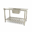 Maxima - Table de lave-vaisselle - 140 x 75cm - Gauche - avec évier et dosseret