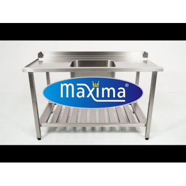 Maxima - Table de lave-vaisselle - 140 x 75cm - Gauche - avec évier et dosseret