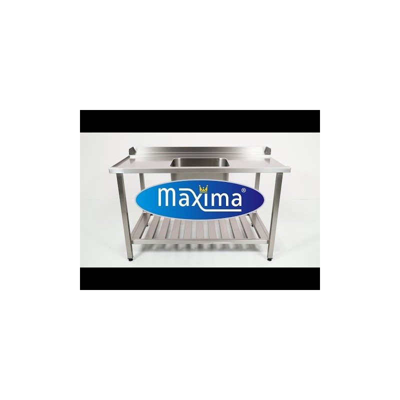 Maxima - Table de lave-vaisselle - 140 x 75cm - Gauche - avec évier et dosseret