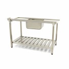 Maxima - Table de lave-vaisselle - 140 x 75 cm - Droite - avec évier et dosseret