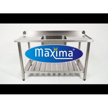 Maxima - Table de lave-vaisselle - 140 x 75 cm - Droite - avec évier et dosseret