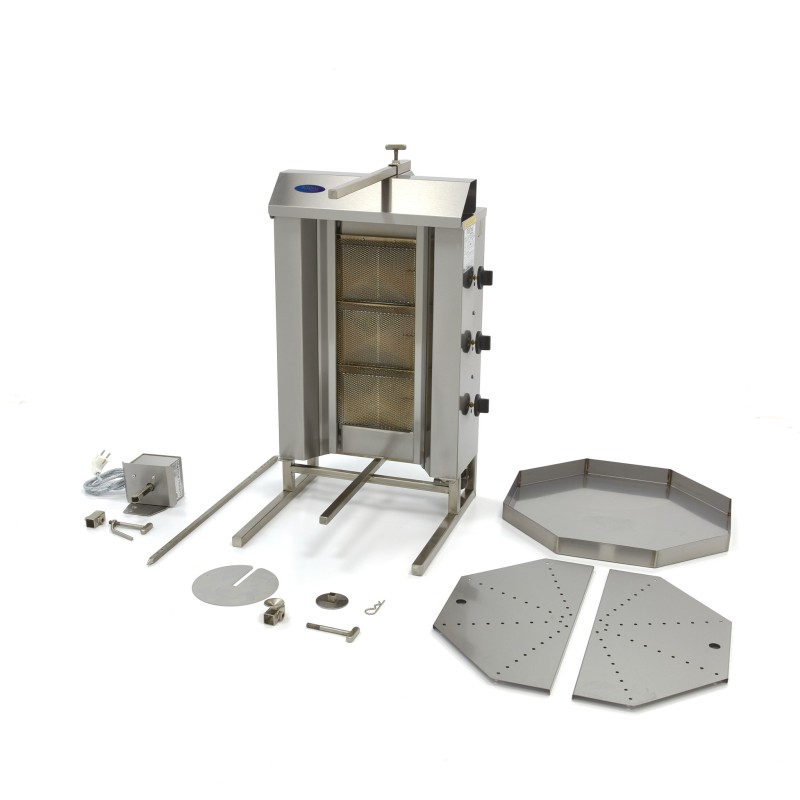 Maxima - Grill à kebab - 3 brûleurs - 30kg de viande - Gaz