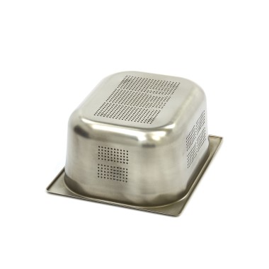 Maxima - Conteneur gastronorme - 1/2 GN - 15 cm de profondeur - Acier inoxydable - Perforé