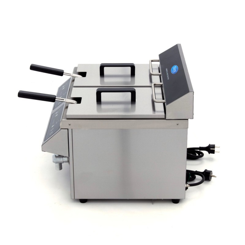 Maxima - Friteuse professionnelle - 2 cuves de 8L - 2 paniers - avec robinet de vidange - Induction