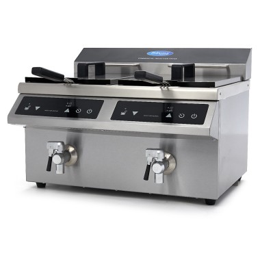 Maxima - Friteuse professionnelle - 2 cuves de 8L - 2 paniers - avec robinet de vidange - Induction