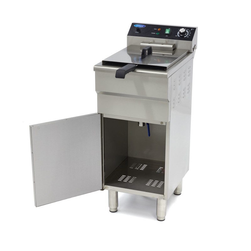 Maxima - Friteuse - 16L - 1 Panier - avec Robinet de Vidange et Support
