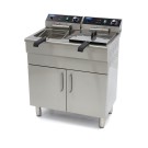 Maxima - Friteuse professionnelle - 2 x 16L - 2 paniers - avec robinet de vidange et support