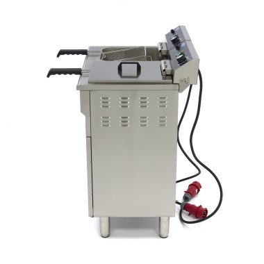Maxima - Friteuse professionnelle - 2 x 16L - 2 paniers - avec robinet de vidange et support