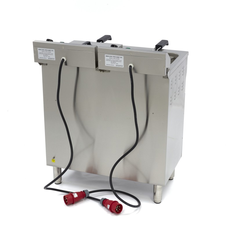 Maxima - Friteuse professionnelle - 2 x 16L - 2 paniers - avec robinet de vidange et support