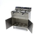Maxima - Friteuse professionnelle - 2 x 16L - 2 paniers - avec robinet de vidange et support