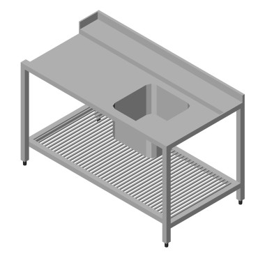Maxima - Table lave-vaisselle - 190 x 75cm - Droite - avec évier et étagère de rangement