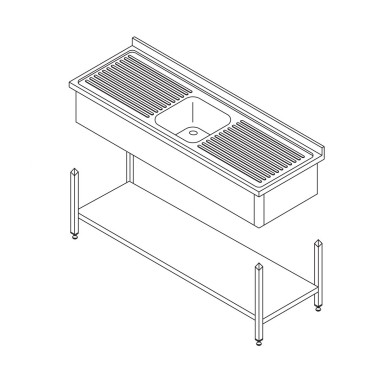 Maxima - Table lave-vaisselle - 120 x 60 cm - avec évier et dosseret - étagère de rangement incluse