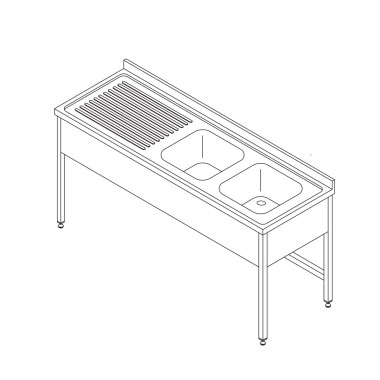 Maxima - Table de lave-vaisselle - 150 x 70cm - avec 2 éviers et dosseret