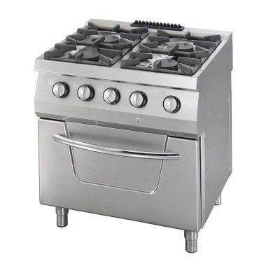 Maxima - Cuisinière Robuste - 4 Brûleurs - Double Unité - 70cm de Profondeur - 37kW - Gaz incl Four