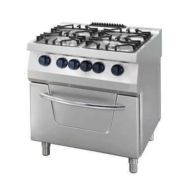 Maxima - Cuisinière Robuste - 4 Brûleurs - Double Unité - Profondeur de 70cm - 33kW - Gaz incl Four Électrique