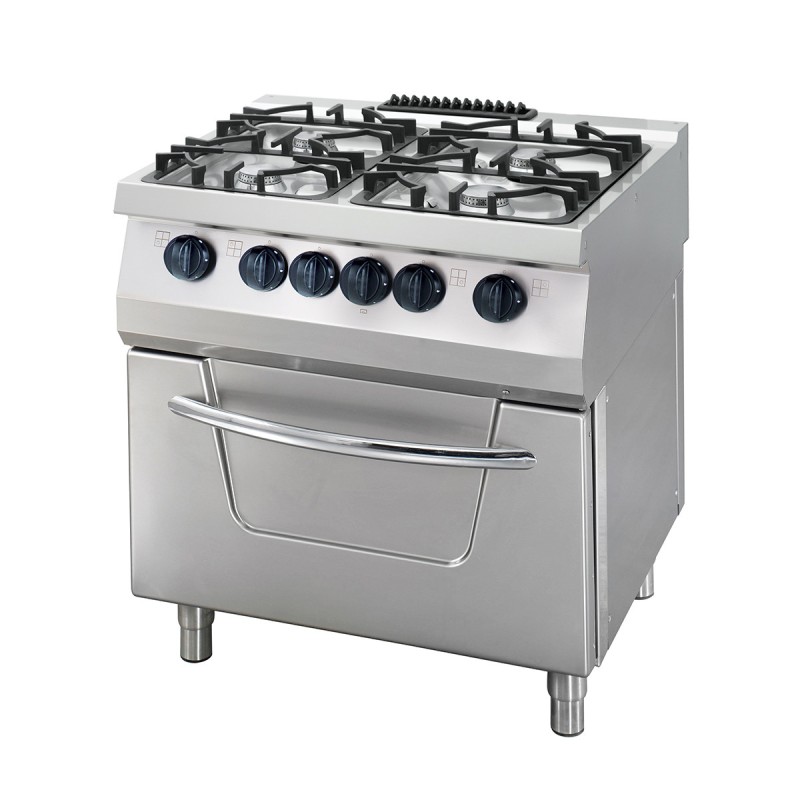 Maxima - Cuisinière Robuste - 4 Brûleurs - Double Unité - Profondeur de 70cm - 33kW - Gaz incl Four Électrique