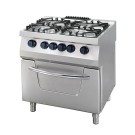 Maxima - Cuisinière Robuste - 4 Brûleurs - Double Unité - Profondeur de 70cm - 33kW - Gaz incl Four Électrique