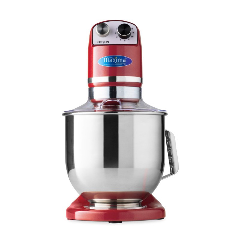 Maxima - Batteur sur socle - 7L - Jusqu'à 2kg de pâte - Rouge Framboise