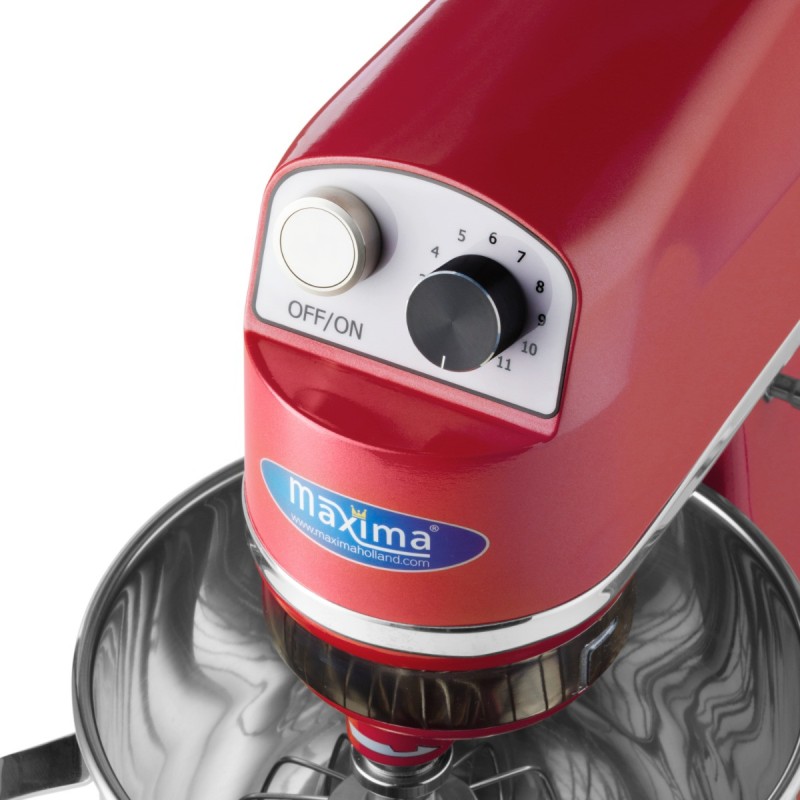 Maxima - Batteur sur socle - 7L - Jusqu'à 2kg de pâte - Rouge Framboise