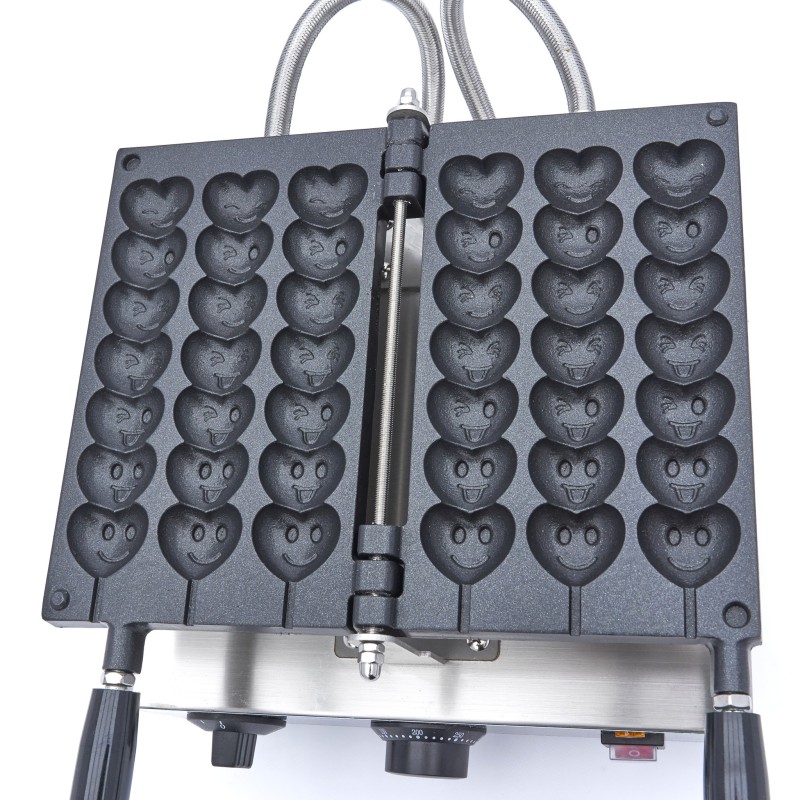 Maxima - Machine à gaufres - 3 sucettes - Cœurs avec émoticônes sur des bâtonnets
