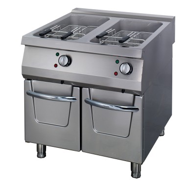 Maxima - Friteuse Professionnelle - 2 x 22L - Double Unité - Profondeur de 90cm - avec Robinet de Vidange - Électrique