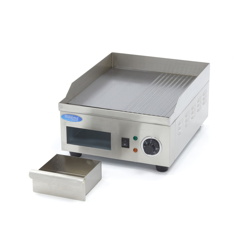Maxima - Plaque à griller - Demi-rainurée - 36cm - avec bac de récupération de graisse