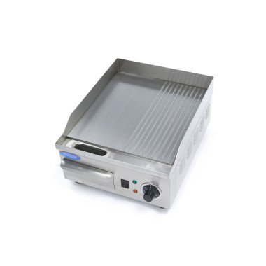Maxima - Plaque à griller - Demi-rainurée - 36cm - avec bac de récupération de graisse