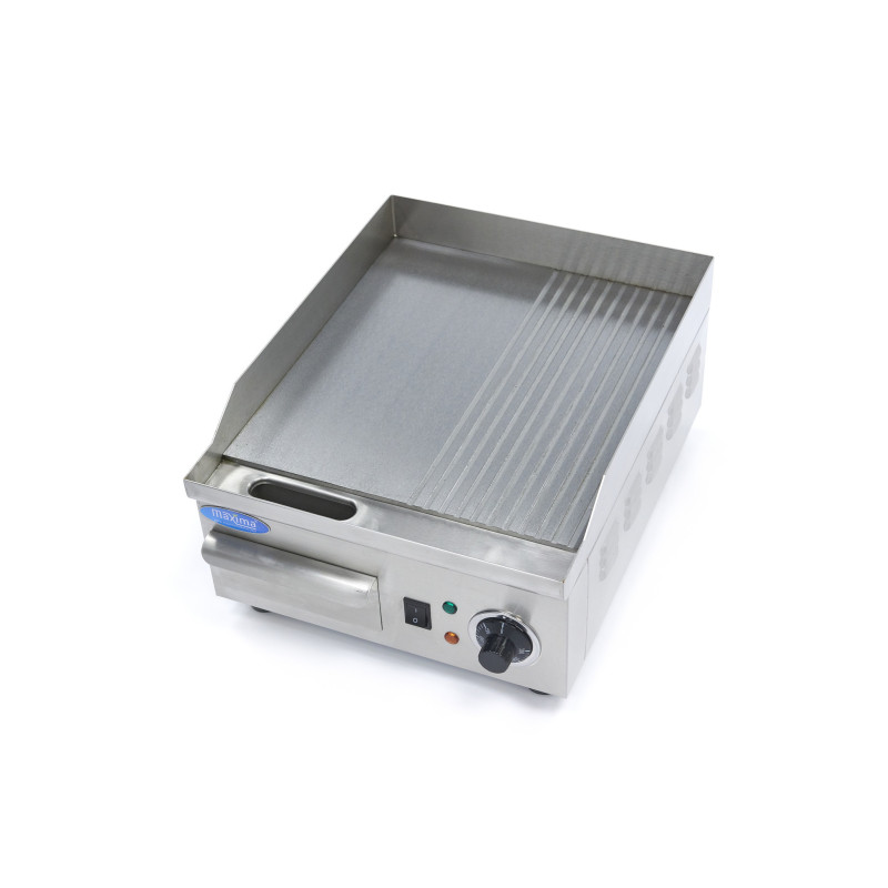Maxima - Plaque à griller - Demi-rainurée - 36cm - avec bac de récupération de graisse