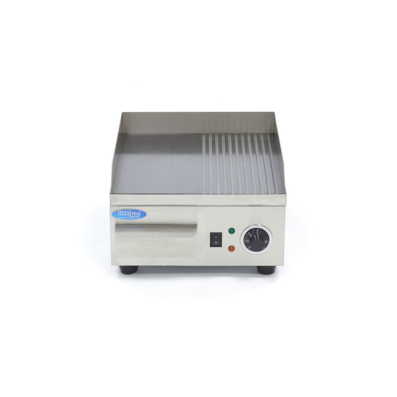 Maxima - Plaque à griller - Demi-rainurée - 36cm - avec bac de récupération de graisse
