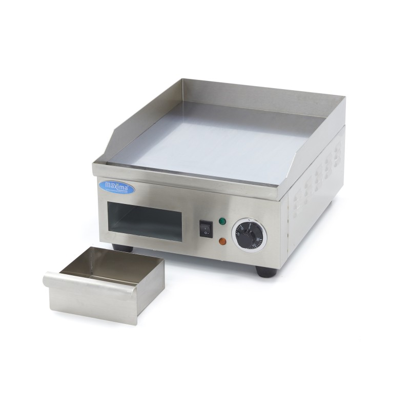 Maxima - Plaque de cuisson - Chrome lisse - 36 cm - avec bac de récupération des graisses