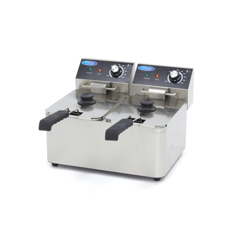 Maxima - Friteuse - 2 x 4L - 2 paniers - jusqu'à 1,5kg de frites