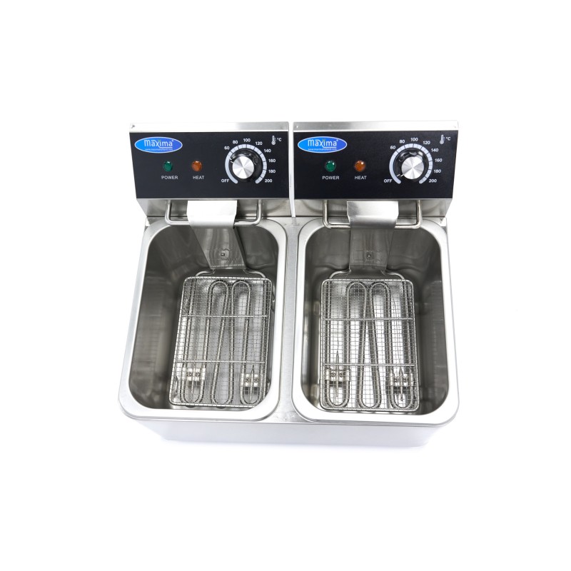 Maxima - Friteuse - 2 x 4L - 2 paniers - jusqu'à 1,5kg de frites